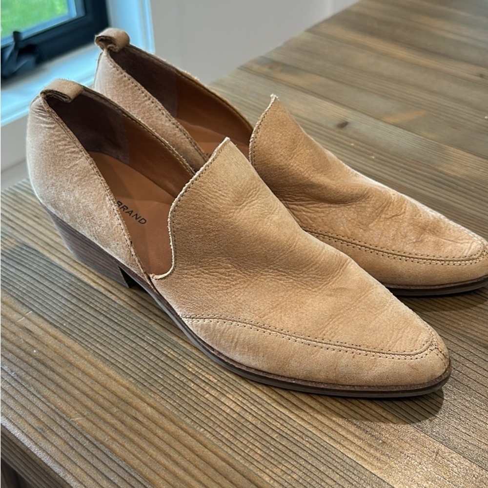 Leather Heeled Tan Loafer Slip-On Shoes
